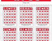 Digital Valentine bingo cards / vintage ephemera / 5" by 7" and 3.5" by 5" / downloadable / printable / red / white Il_170x135