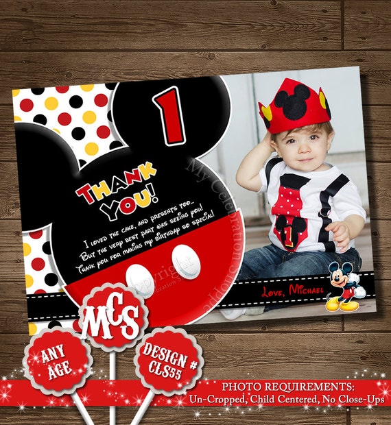 HUGE SELECTION Mickey Mouse Thank You card My Celebration