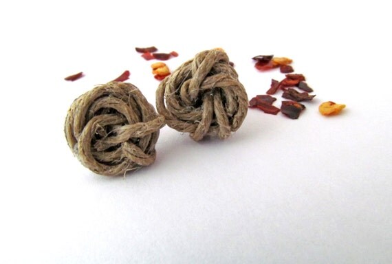 Hypoallergenic Jute Twine Rosette Post Earrings