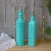 Oil Vinegar Bottle Set, Shabby Chic, Tiffany Blue, Aqua, Upcycled, Hand Painted, Cruet