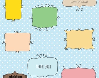 20 hand drawn circle frames doodle round borders digital