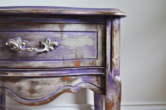 Gypsy Purple chalk painted Bohemian nightstand rustic