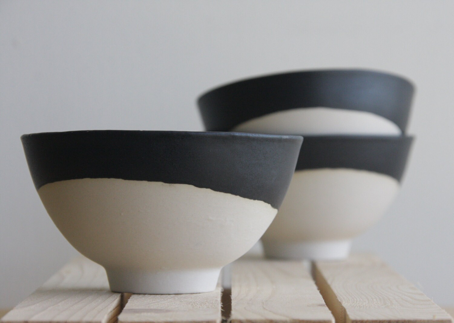 Download Ceramic bowl in white with black mat glaze.Great for serving
