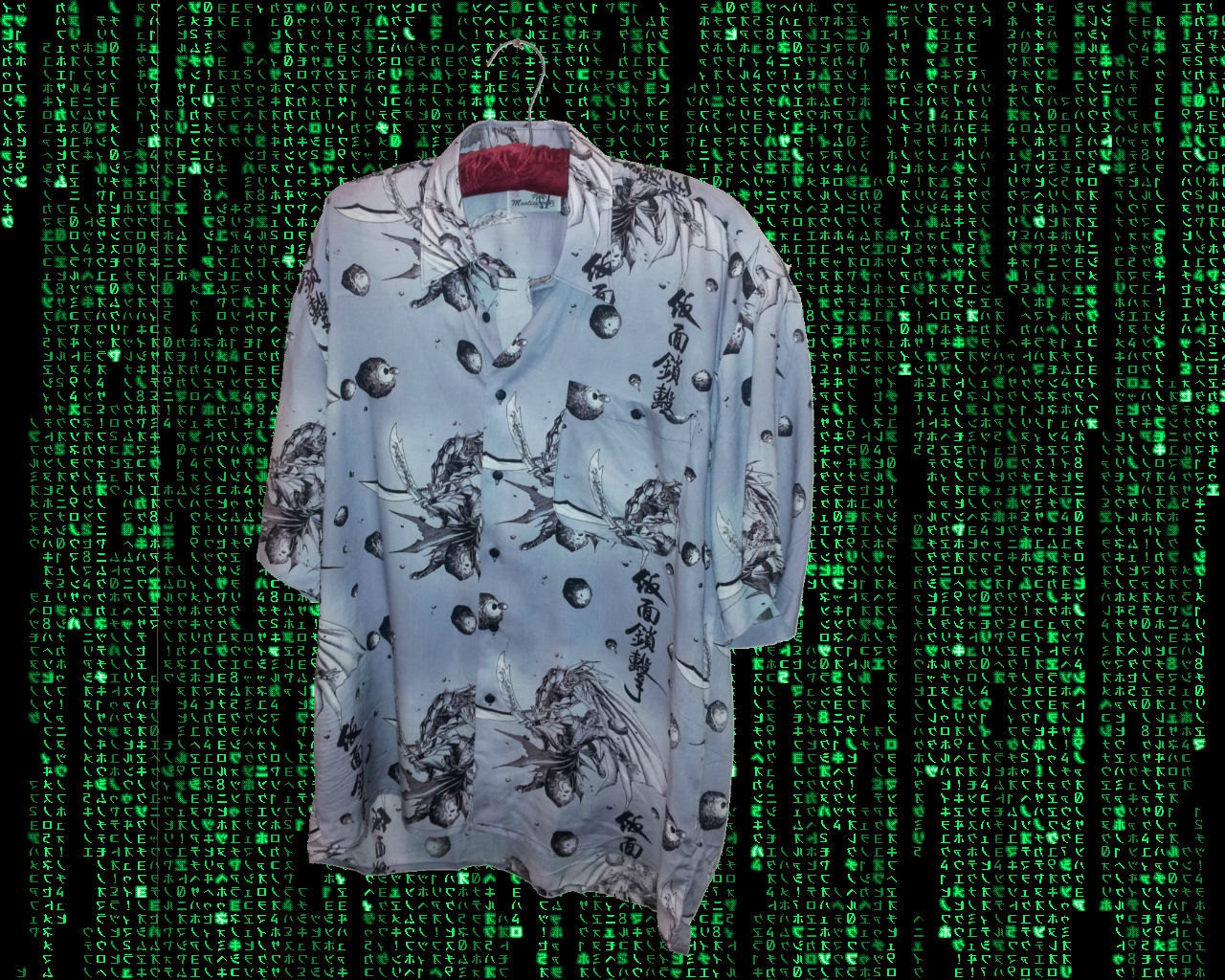 Cyber Goth Anime Button Up Shirt Mens Large