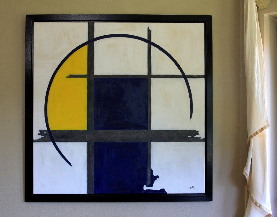 Modern oil painting GEO with frame by karolart on Etsy