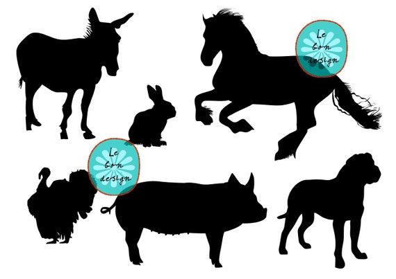 Items similar to Farm animals silhouette/ clip art vector commercial
