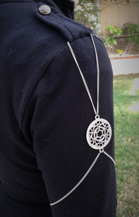 Items similar to Silver Shoulder Chain Jacket Accessory on Etsy