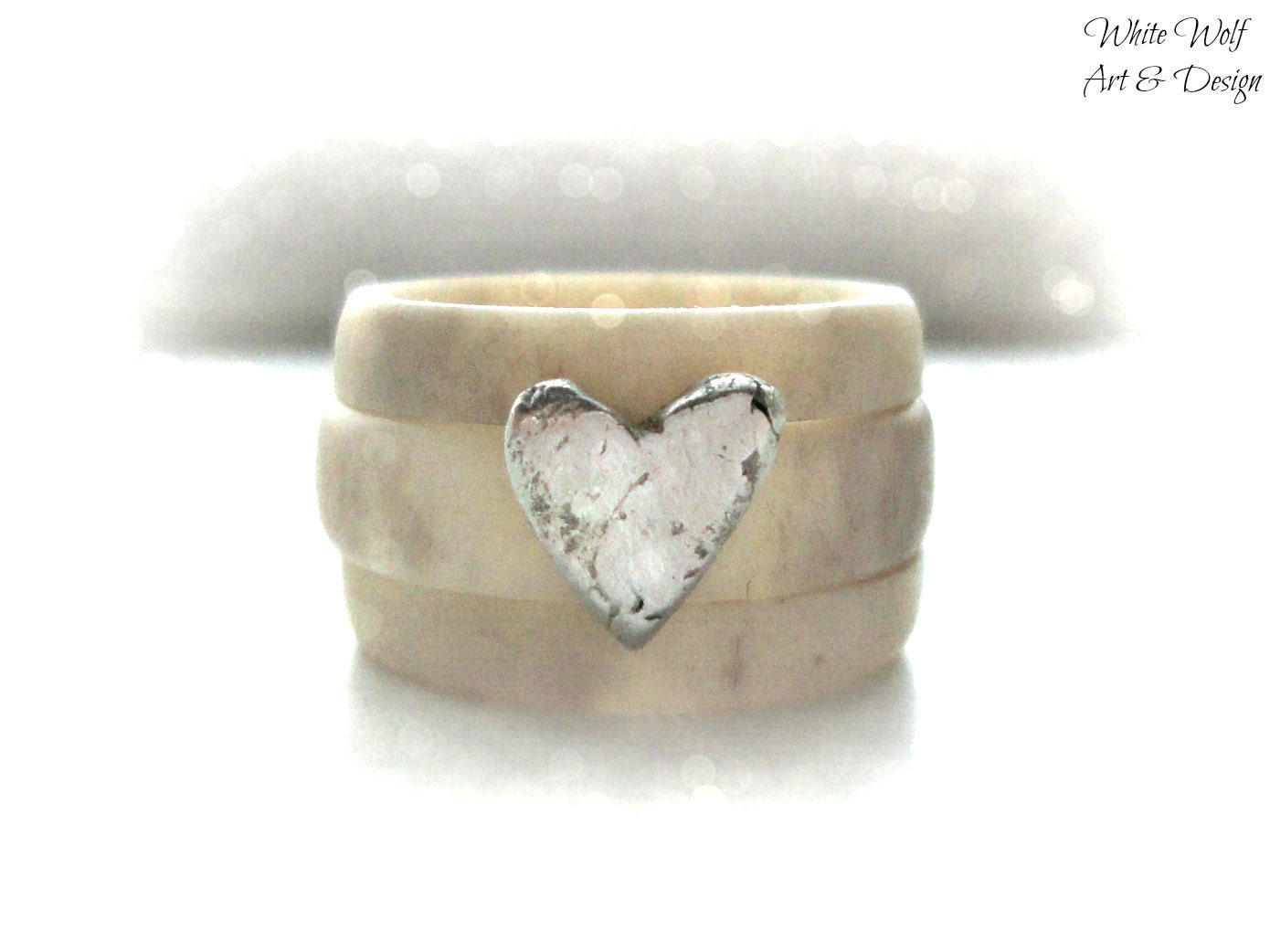 Antler ring antler wedding ring for her rustic silver heart