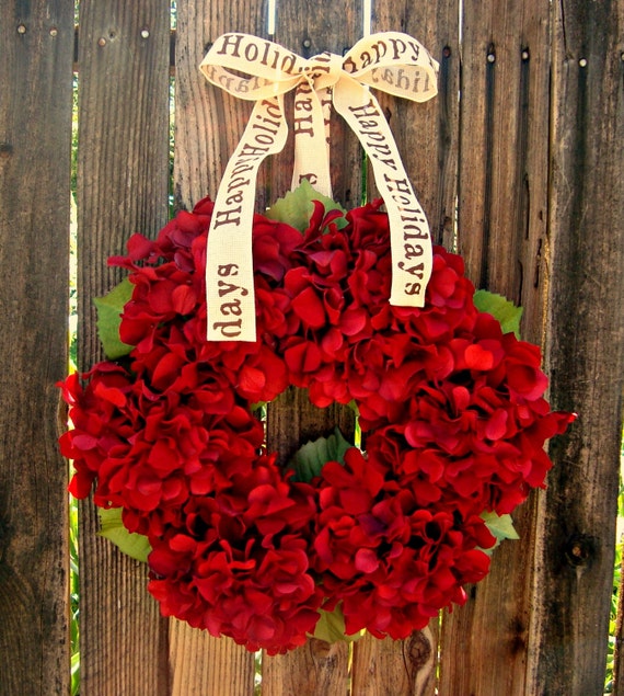 items similar to christmas wreath red hydrangea wreath items similar to christmas wreath red hydrangea wreath