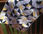 Beautiful Blue, Grey, Yellow, and White Triangle Modern Baby Quilt