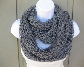 Crochet cowl in charcoal gray gray infinity by DelightedbyIvy