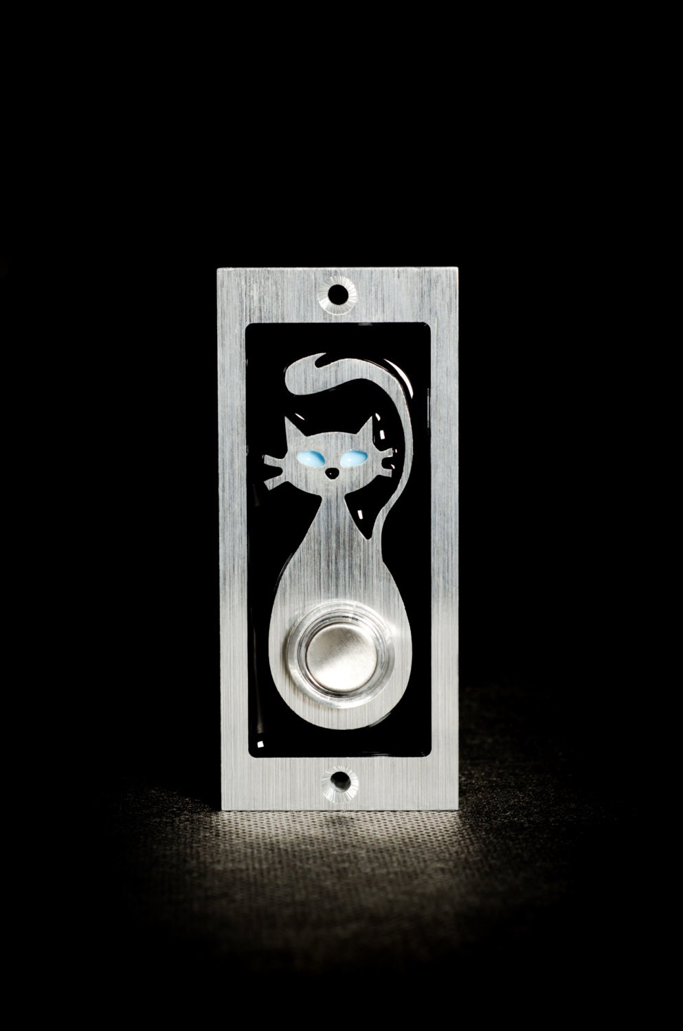 Modern Cat Doorbell with Lighted Button by ModishMetalArt on Etsy