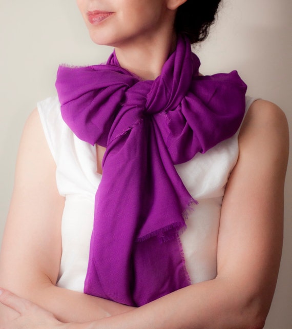 Magenta Oversized Classic Scarf Raw Edge Scarf Fringe Scarf