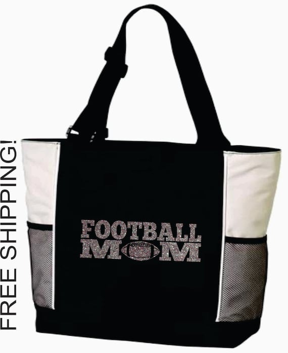 FOOTBALL MOM Bag  Large Tote - Glitter - Free Priority Shipping