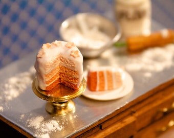 Dollhouse Miniature Food - Apricot Ombré Cake