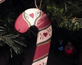 Homespun Wooden Candy Cane Ornament Package of 3