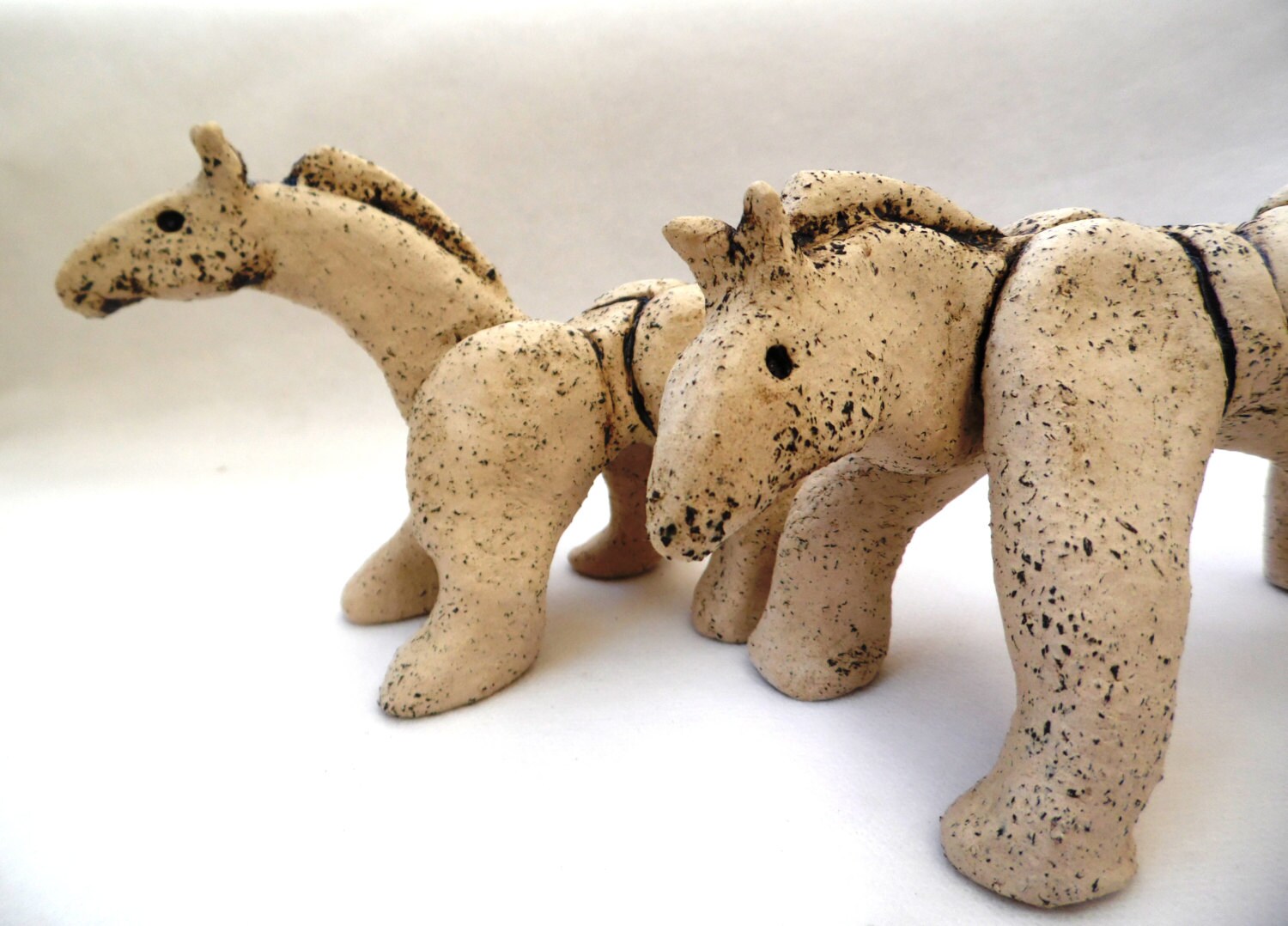 Set of two Ceramic horses Horses Ceramic sculpture Animal