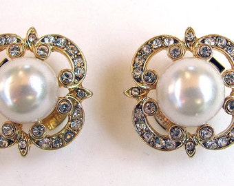 Rhinestone Pearl Shoe Clips Pair