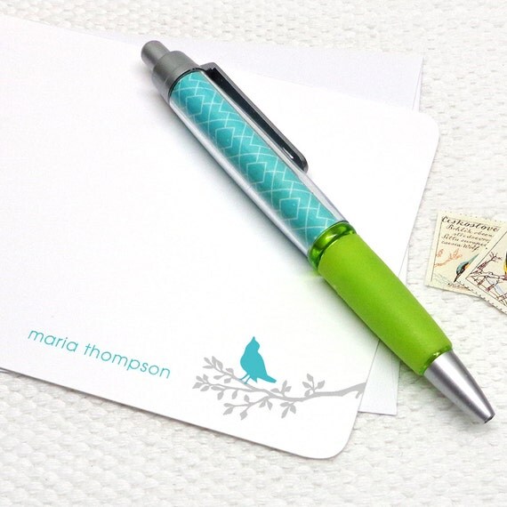personalized stationery set BIRD ON BRANCH set of by naomilynn