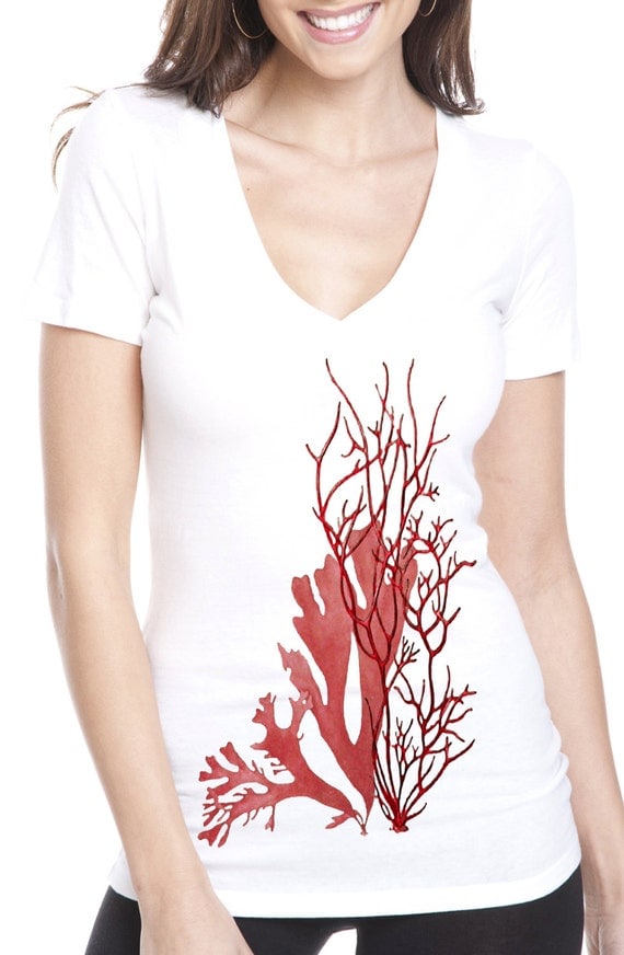 coral tshirt women's tshirts nautical by ToTheMoonAndBack