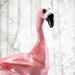 Yard Ornament: Pink Flamingo clay garden stake yard art with a 3-foot rod,