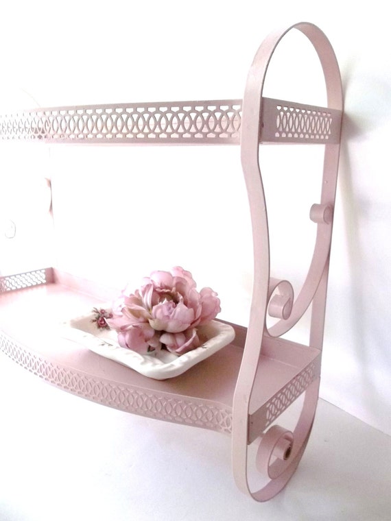 Shabby Chic Pink Vintage Wall Shelf. 2 tier by ShabbyPeonie