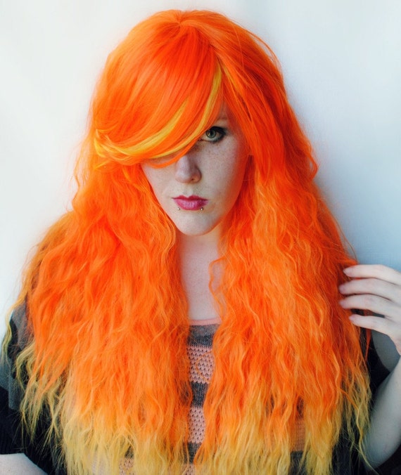 FLAMES wig // Halloween Pumpkin Orange Auburn by MissVioletLace