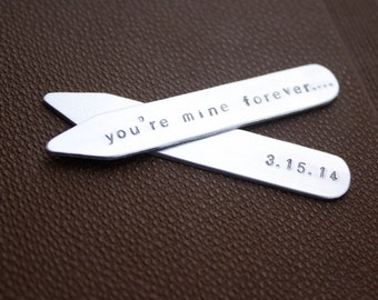Custom Collar Stays with Personalized Small Font, Gift for Men
