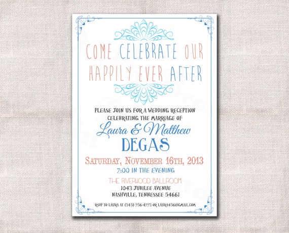 Wedding Reception Celebration After Party Invitation Custom