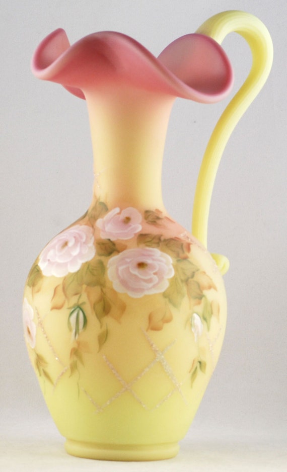 Fenton Burmese Pitcher Limited Edition Burton by DonnasAntiques