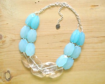 Aqua statement necklace, Turquoise statement necklace, Chunky Turquoise Aqua necklace