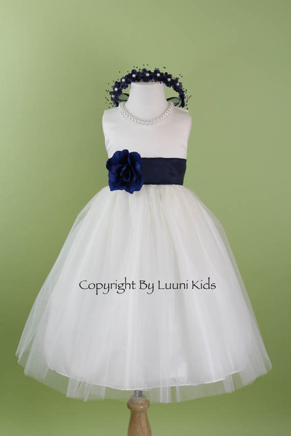 navy blue flower girl dress