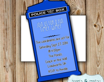 Personalized Printable Doctor Who Party Invitation Doctor Who Birthday Invitation Wedding Tardis Invitation Template