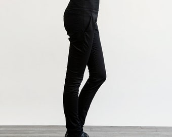 high rise black skinny pants