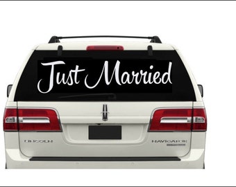 Just Married Car Decal #6 Vinyl Car Window Decal- Just Married Sign- Just Married Car- Wedding Decor- Wedding Decoration
