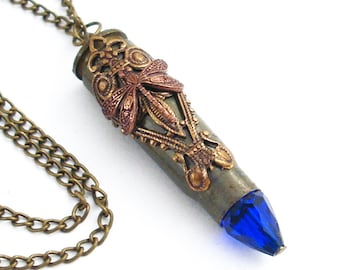 Dragonfly - Steampunk Bullet Necklace Jewelry - Extra Long Chain