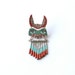 Rabbit Totem - animal spirit totem, hand painted brooch, bunny pin, felt animal head, native american, beaded chevron fringe