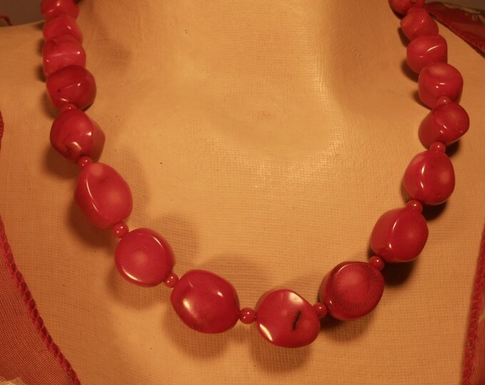 Jay King necklace DTR signed red bamboo coral with adjustable length