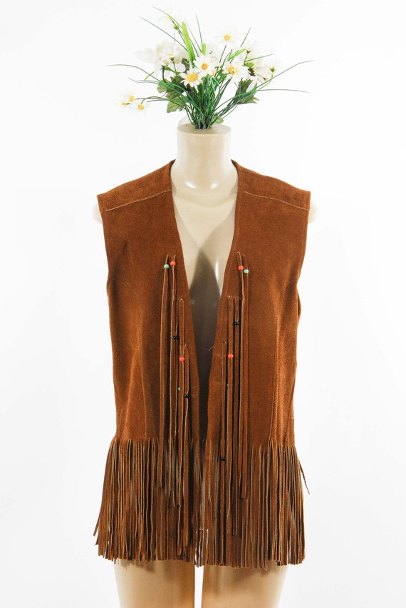 Vintage 60s Brown Suede Fringe Vest By Flyboutiquevintage On Etsy 7897