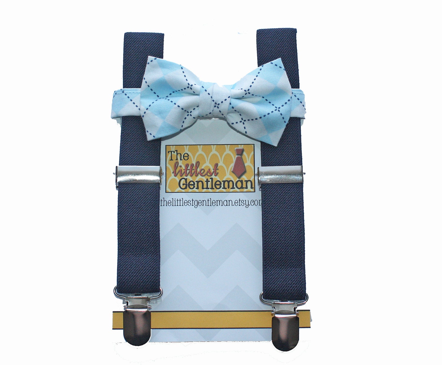 Baby Toddler Boys Navy Suspenders and Navy Blue Bow Tie