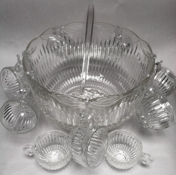 Vintage Indiana Glass Royal Punch Bowl Set