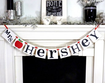 Teacher Gift Personalized / Teacher Banner / Room Decor / Custom Banner / Teachers Name Sign / Garland / Classroom / Teacher Christmas Gift