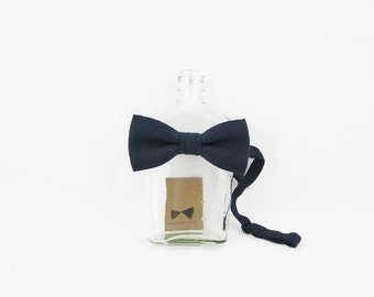 Nico - Midnight Navy Linen Men's Pre-Tied Bow Tie or Self-Tied Bow Tie