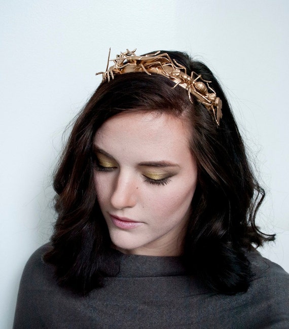 Items similar to Golden Insect Tiara - Gothic Wedding Hair Accessory ...