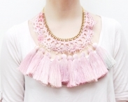 SALVIA/ Dyed crocheted cotton necklace