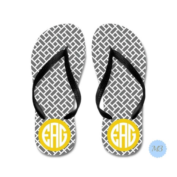 Flip Flops | Grey and Yellow Flip Flops | Personalized Flip Flops ...