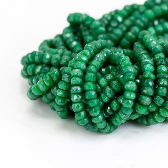 Green Emerald Beads Microfaceted Bead Rondelle Gemstone