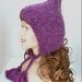 Purple fairy hood, amethyst, grape, mohair blend knit hat, pixie hat, women's hat, knit fairy hood, ear flap hat, chemo cap, winter hat