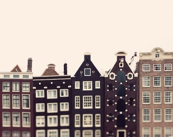 Amsterdam Photograph, Large Wall Art Print, Travel Photography, Large Art, Architecture Print, Fine Art Photography "Crooked Houses"
