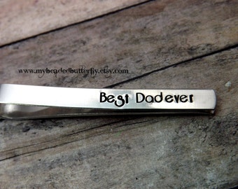 personalized tie bar-personalize tie clip-Tie clip-hand stamped-mens-groomsmen-fathers day-personalized dad gift